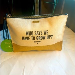 Kate Spade Clutch, Walt Disney “Who Says We Have To Grow Up?”  (New w/tags)